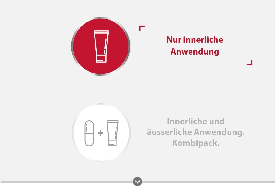 Gyno-Canesten® Innere Anwendung mit Kapselsymbol und Gyno-Canesten® Kombipack mit Symbolen Kapsel und Creme.