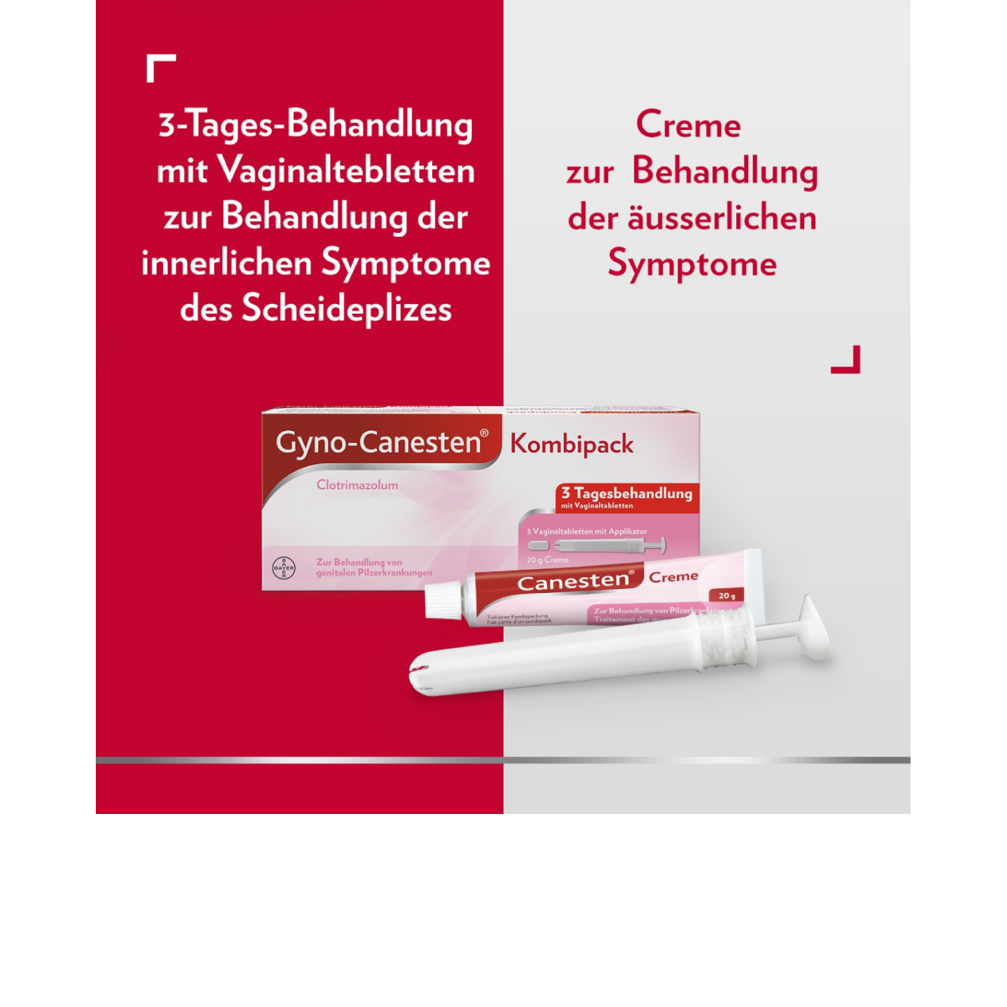 3-Tages-Behandlung mit Vaginaltabletten zur Behandlung der innerlichen Symptome des Scheidepilzes